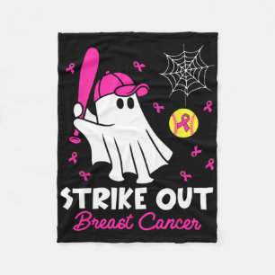Strike Out Breast Cancer Ghost Softll Funny Breast Fleece Blanket