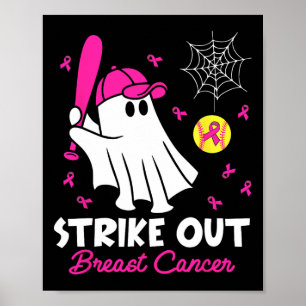 Strike Out Breast Cancer Ghost Softll Funny Breast Poster
