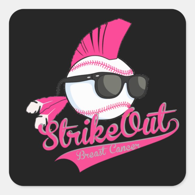 "Strike Out" Breast Cancer Gray Sticker (Front)