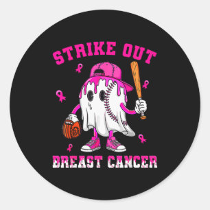 Strike Out Breast Cancer Shirt Boy Baseball Drip N Classic Round Sticker