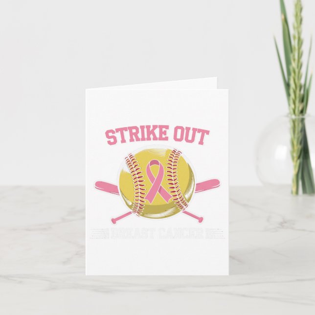 Strike Out Breast Cancer Softball Fight Awareness  Card (Front)