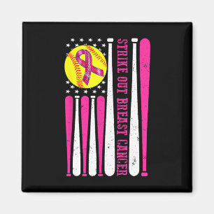 Strike Out Breast Cancer Softll Fight Awareness Magnet