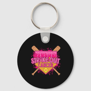 Strike Out Breast Cancer Warrior Softll Drip Home Keychain