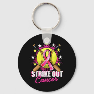 Strike Out Breast Cancer Warrior Softll Pink Ribbo Keychain