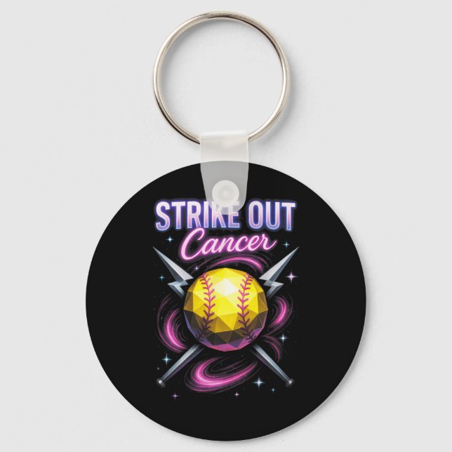 Strike Out Cancer - Breast Cancer Softll Support  Keychain (Front)