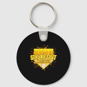 Strike Out Childhood Cancer Boys Baseball Drip Gol Keychain