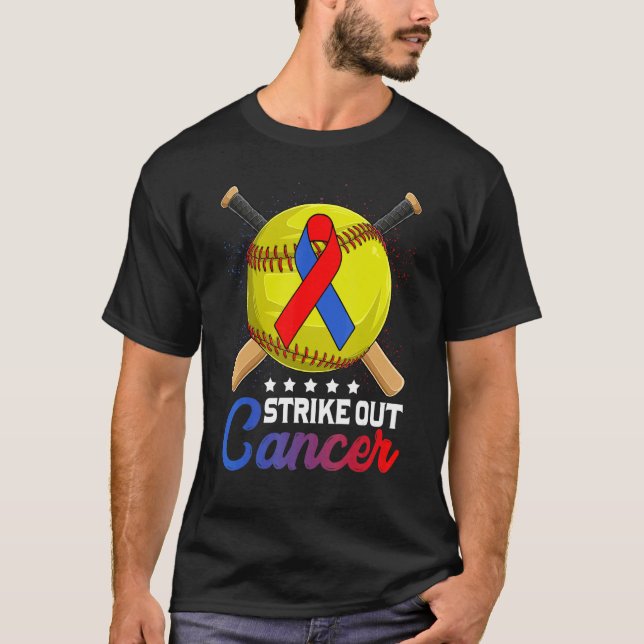 Strike Out Pulmonary Fibrosis Awareness Red Blue R T-Shirt (Front)