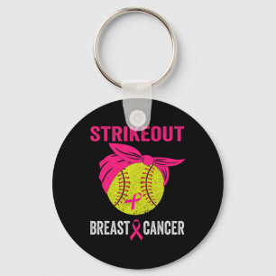 Strike Out Softll Breast Cancer Awareness Messy Bu Keychain
