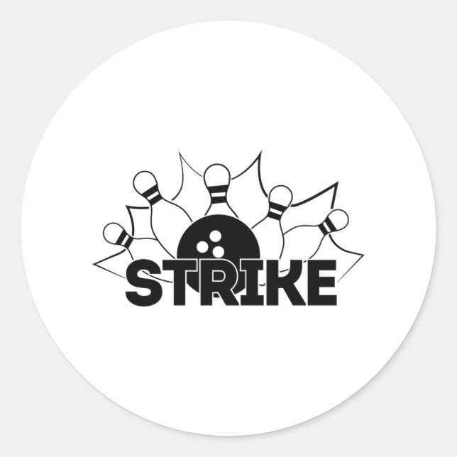 Strike Sign Bowling Print Classic Round Sticker (Front)