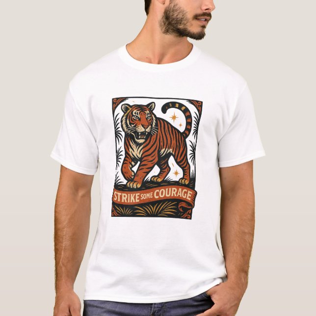 Strike Some Courage Tiger Badge T-Shirt (Devant)