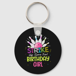Strike Up Some Fun! Birthday Girl Bowling Birthday Keychain