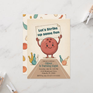 Strike Up Some Fun Bowling Party Boy 8th Birthday Invitation