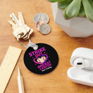 Strikeout Breast Cancer Awareness Domestic Violenc Keychain