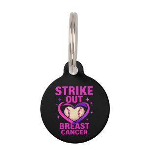 Strikeout Breast Cancer Awareness Domestic Violenc Pet Tag