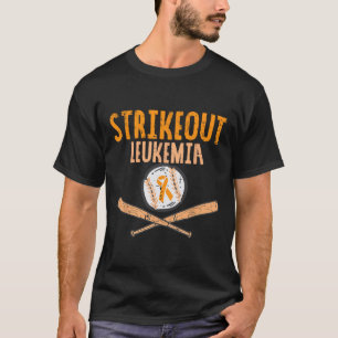 Strikeout Leukaemia Baseball Orange Ribbon Cancer  T-Shirt