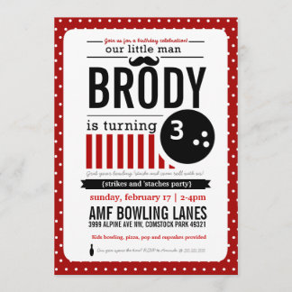 Strikes and 'Staches Invitation