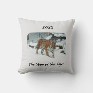 Striking 2022 Year of the Tiger Throw Pillow