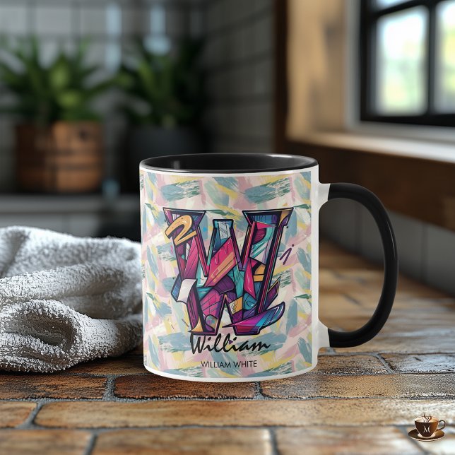 Striking Abstract Monogram Mug - W for William (Creator Uploaded)