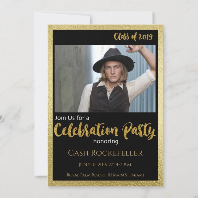 Striking and  Elegant Graduation Party Invitation (Front)