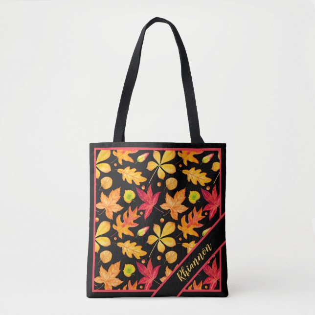 Striking Autumn Leaf Foliage Personalized Tote Bag (Front)