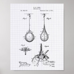 Striking Bag 1891 Patent Art - Lined Peper Poster