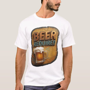 Striking BEER REQUIRED Text Design T-Shirt