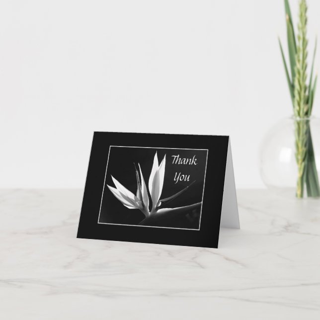 Striking Black and White floral Thank You Card (Front)