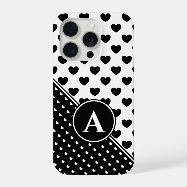 Striking Black And White Style, Custom Monogram iPhone Case (Back)