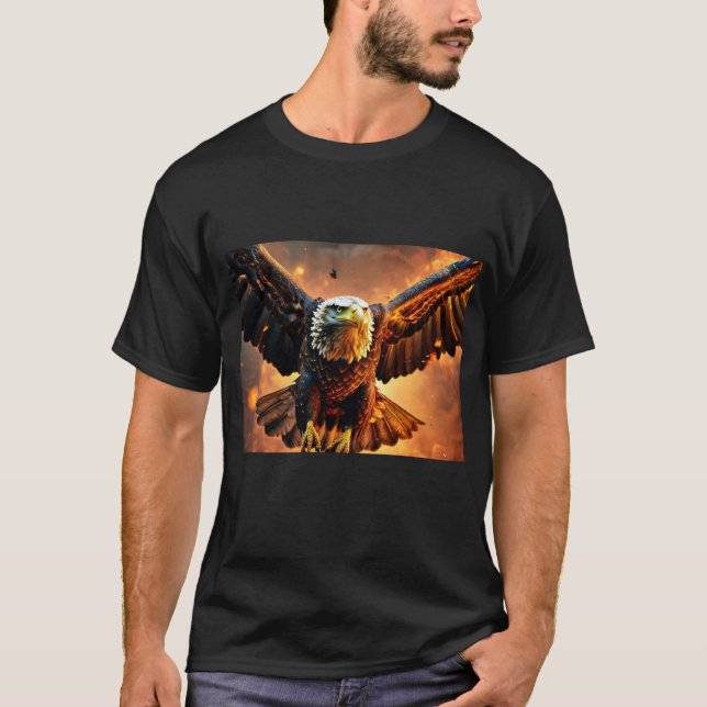 "Striking Black Eagle Graphic Tee: Bold and Majest T-Shirt (Front)