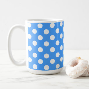 Striking Blue And Big White Polka Dots Coffee Mug