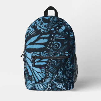 Striking Blue Butterfly Wings Pattern Aesthetic Printed Backpack