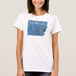 Striking Blue COFFEE THEN WINE Fashion Art T-Shirt