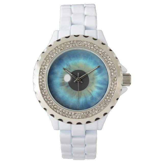 Striking Blue Eye Iris Eyeball Custom Wrist Watch (Front)