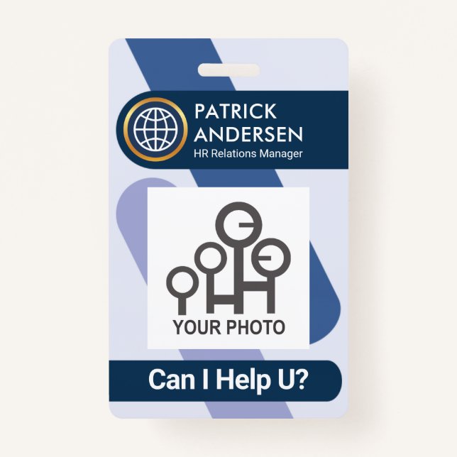 Striking Blue Stripes Company Staff Photo Badge (Front)