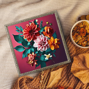 Striking Bouquet on Bold Red Photo Print