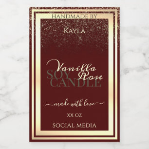 Striking Burgundy & Gold Product Packaging Labels