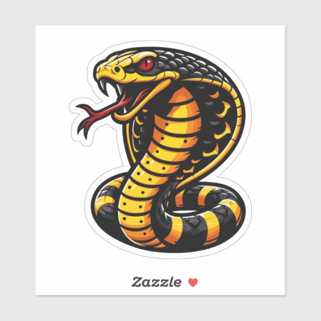 Striking Cobra Sticker- Bold Yellow & Black Design (Sheet)