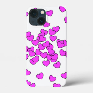 Striking Colors Pink Hearts on White iPhone 13 Mini Case