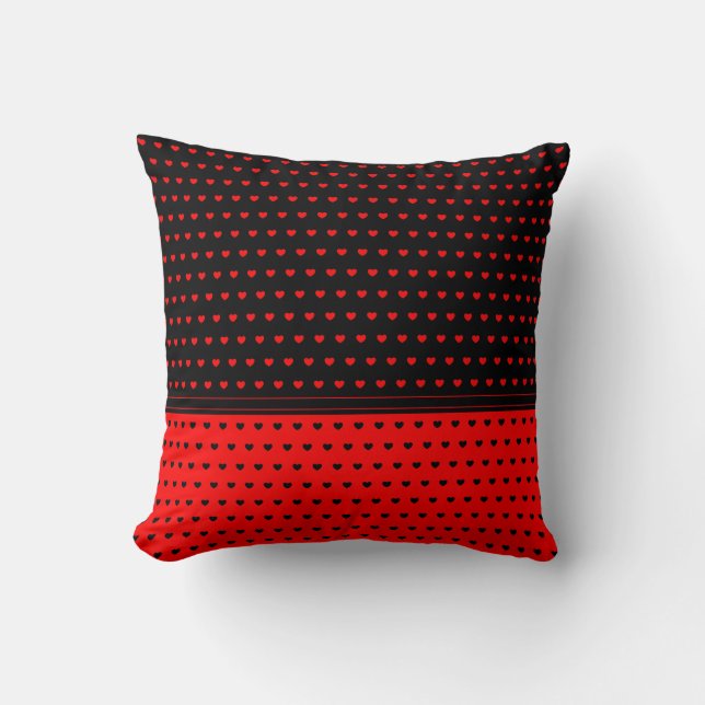 Striking Colours Red And Black Hearts Pattern Throw Pillow (Front)