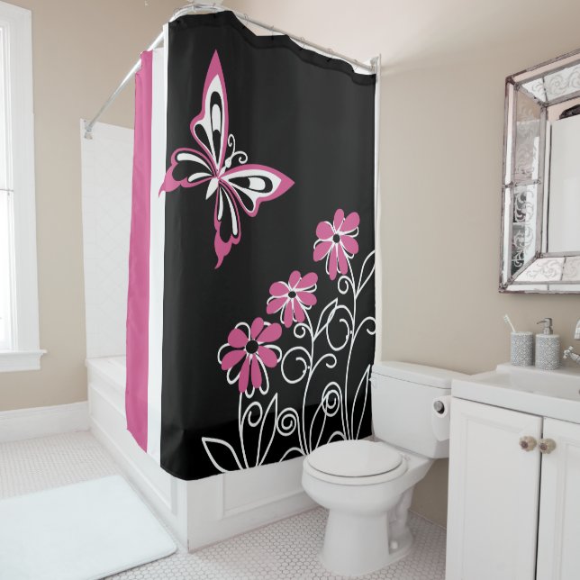 Striking Cranberry Pink Butterfly and Flowers (In Situ)