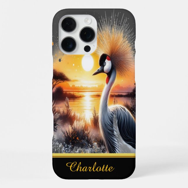 Striking crane stands gracefully  iPhone case (Back)