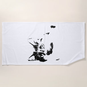 Striking Curious Cat Beach Towel