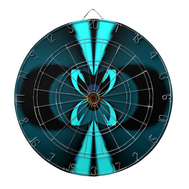 Striking Cutting-Edge Cyan and Black Vector Design Dartboard (Front)