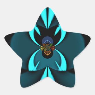 Striking Cutting-Edge Cyan and Black Vector Design Star Sticker