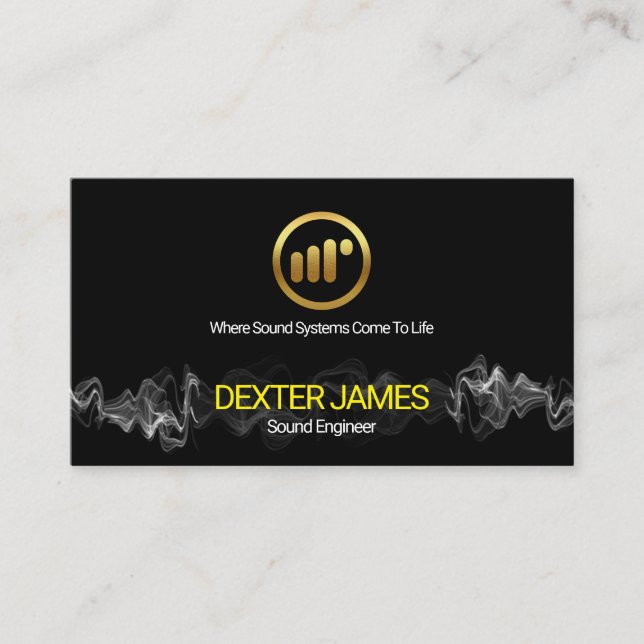 Striking Electric Audio Waves Sound Engineer Business Card (Front)