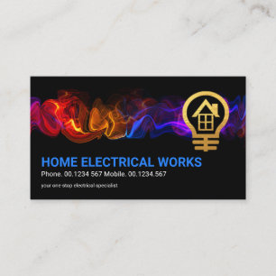 Striking Electric Wave Gold Bulb Home Electrician Business Card