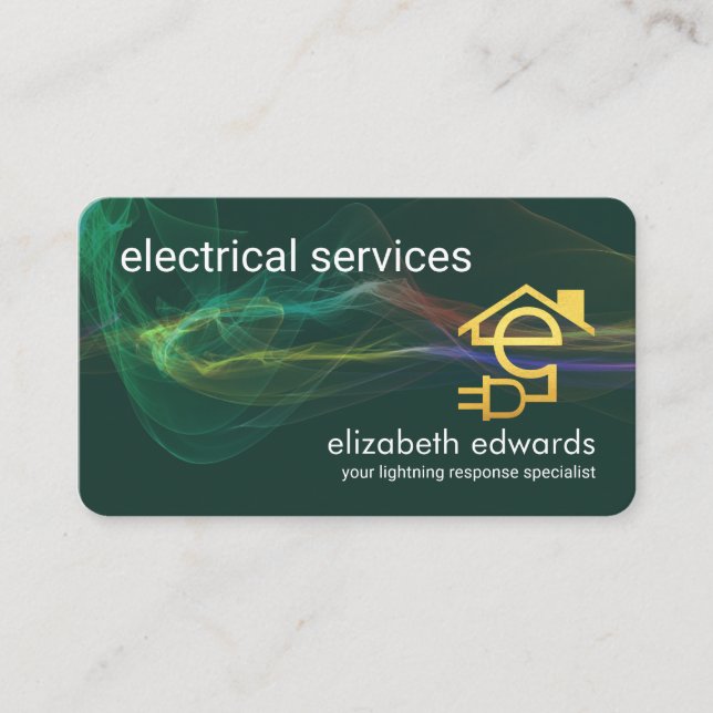Striking Electrical Lightning Powers Home Circuit Business Card (Front)