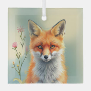 Striking Eyes of a Cunning Red Fox Glass Ornament
