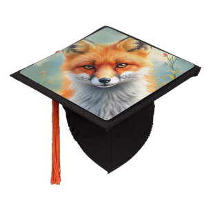 Striking Eyes of a Cunning Red Fox Graduation Cap Topper