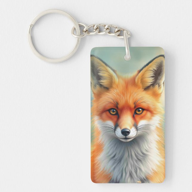 Striking Eyes of a Cunning Red Fox   Keychain (Front)